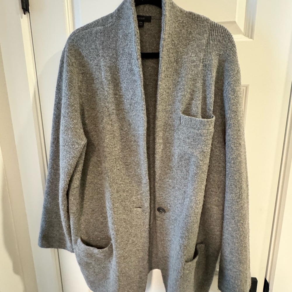 J. Crew Heather Gray Knit Cocoon Oversized Sweater Blazer